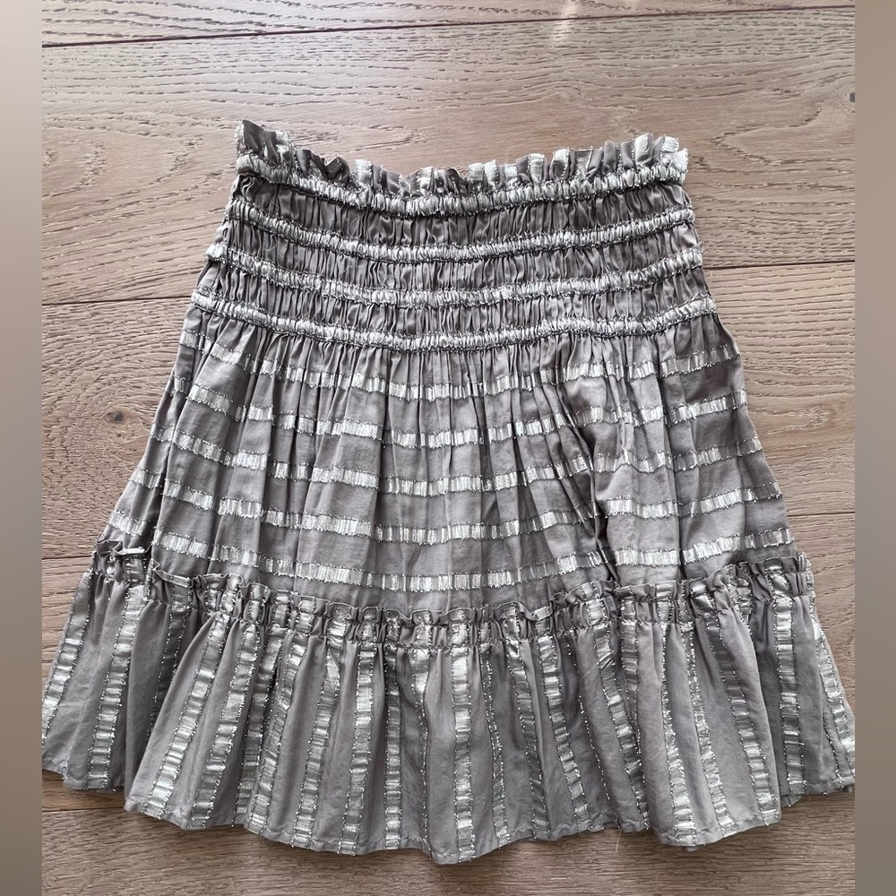 Current Air Metallic Striped A-Line Skirt